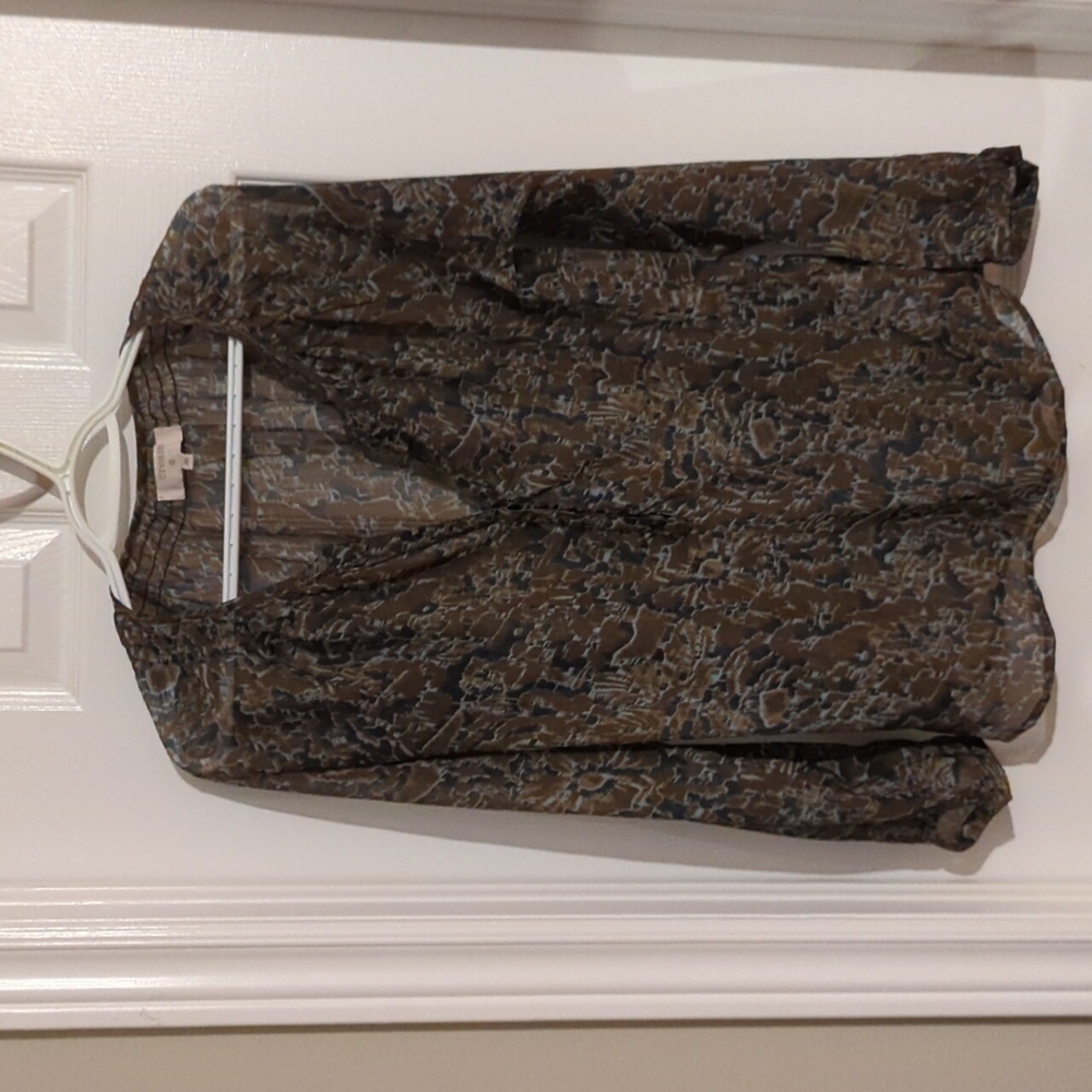 Woman's blouse, size 36 (6), sheer, blue/green, grey